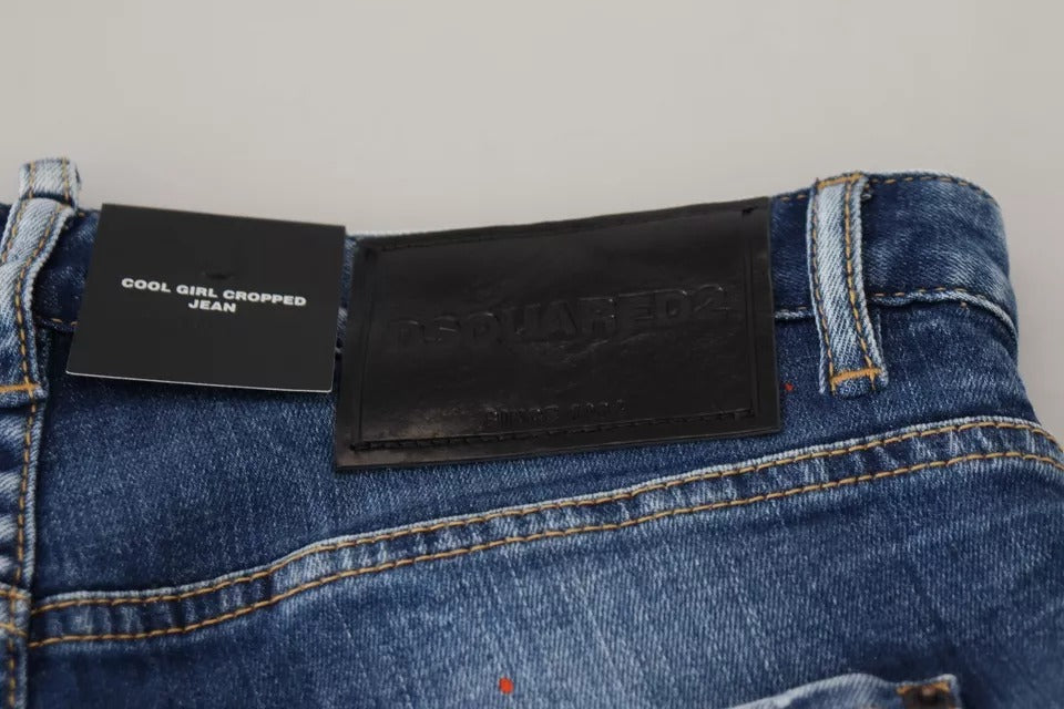 Dsquared² Blue Icon Düşük Bel Kısa Havalı Kız Kot Pantolonu